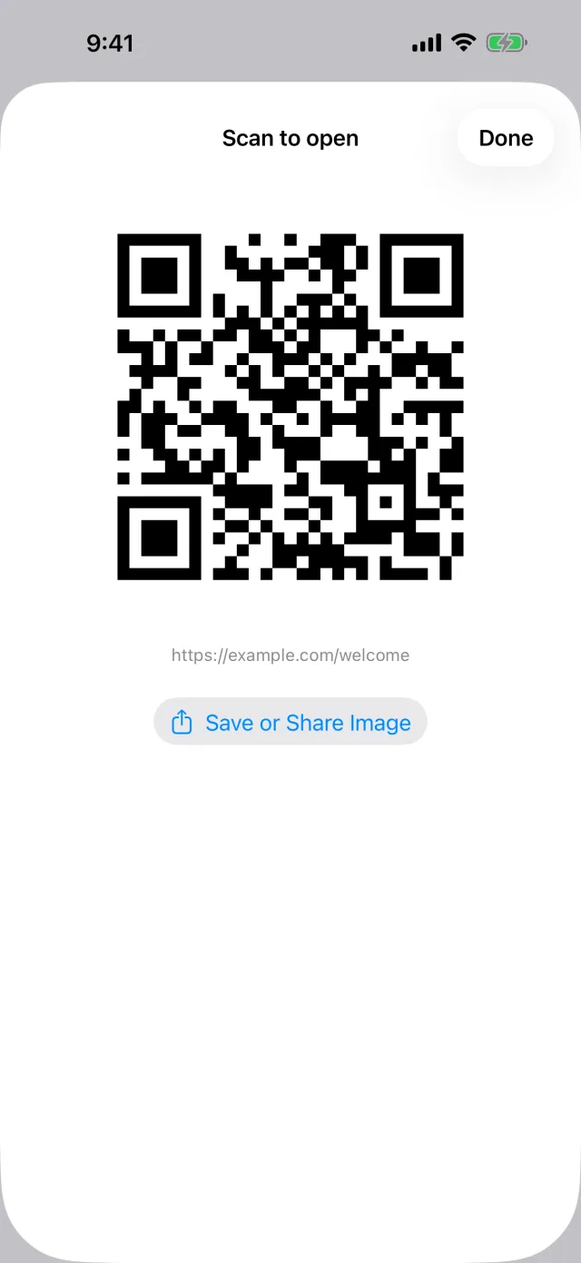 Schemely QR generation screen listing generated codes and history